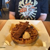 Chicken and waffle  at The Smokin' Onion in Asheville