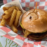 Hola Amigo Burger with Friesd  at Mike's Vegan Grill in Charlotte