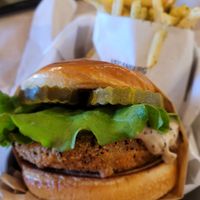 up close with the cracked mayo burger at VeganBurg in Hesperia