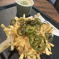 Jalapeño aioli fries and side of creamy garlic saucee  at VeganBurg in Hesperia