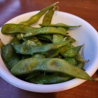 The shells of the Edamame peas! Generous portion size at Edamame in Montville