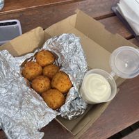 Vegan arancini with aiolii  at Beach Road Pizza in Christies Beach