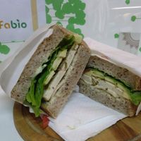 olive tofu sandwich at Fa Bio in Rome