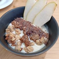 Vegan yoghurt with granola (included in the 16 euro dish) at Baak Libreria Bistrot in Bologna
