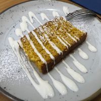 The carrot cake with cream at Baak Libreria Bistrot in Bologna