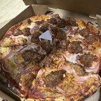 Planthandler Pizza with vegan cheesee  at Panhandler's Pizza in Fort Collins