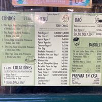 Menu  at Tofu Chang in Santiago