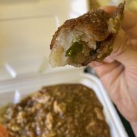 Vegan “shrimp” - it tastes better than it lookss  at Tofu Chang in Santiago