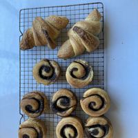Still warm cinnamon rolls and croissants   at RURAL in Cochamo