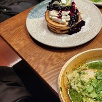 Vegan buckwheat pancakes at Greasy Spoon @ Playhouse Teater in Stockholm