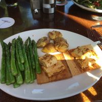Cedar Plank Roasted Tofu with asparagus and potatoes at Seasons 52 in Costa Mesa