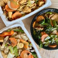 Lo mein, vegan duck with mad and drunken noodles at EZ Thai Restaurant in Prince Frederick