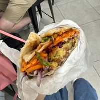 Falafel kebab with houmous and hot chilli sauce  at Kebab Plus in Wellington