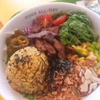 Vegan bowl with rice, jalapeños and vegan meat 6.5/10 at Poke All Day - Tongyeong Jukgrim in Tongyeong