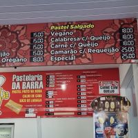 "Vegano" means vegan and "Salgado" means savory at Pastelaria da Barra in Santa Catarina