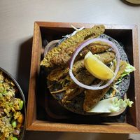  Vegan kebab on right, and edamame bhel on leftt  at Tagline Modern Indian & Arabic Restaurant and Bar in Kowloon