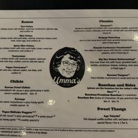 Regular dinner menu  at Umma's in Charlottesville