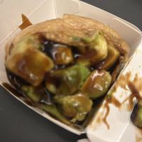 Kinda blurry but I loved the avocado tofu ball!  at Poke All Day - Sinsa in Seoul