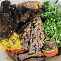 I added mushroom pickles & natto from home. Actually they has natoo toping you can add at the shop too.  at Poke All Day - Gongdeok in Seoul