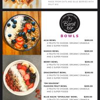 Hot cakes and oatmeal section and bowl section can be made with almond or coconut milks, just let them know you’re dairy free/vegann  at Baral Bar in San Jose Del Cabo
