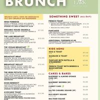 Menu at Lark Cafe Restaurant in Dublin