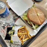 Vegan burger with fries at Korner's Burger in Narbonne