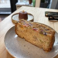 Dessert: rhubarb cake and a chocolate treat   at Daržo Dubuo in Vilnius