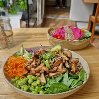 Seasonal shiitake bowl at Daržo Dubuo in Vilnius