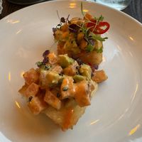 Tuna tartare on a crispy rice square   at Kimusabi in Newtown