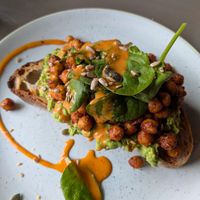 Avocado and chickpea sriracha on sourdough at Brew in Folkestone