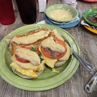 Vegan Eggs Benedict with impossible breakfast sausage on the side, extra vegan hollandaise sauce 🤤 I can’t remember the actual name of the dish 🤷‍♀️  #Veganuary at The Breakfast Club MPLS in Minneapolis