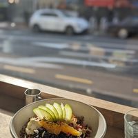 Granola and a window at Neo Cafe & Eatery in Wellington