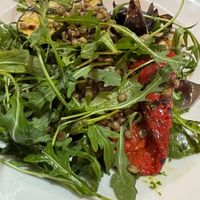 Green lentil and mediterarian veg salad at Cecil Sharp House in North West London