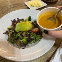 Soup and green lentil salad, lovely flavours and the soup is always to die for!  at Cecil Sharp House in North West London