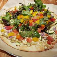 Tofu hummus pizza at Hiking Hawaii Cafe in Honolulu