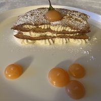 Almond mille-feuille with grapefruit reduction 💕   at Restaurant Haselburg in Bolzano