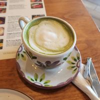 Matcha latte with almond milk at CFS Coffee Dr Phillips in Orlando