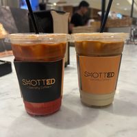 Pistachio Latte and Red Velvet Latte  at SHOTTED Specialty Coffee in Tysons