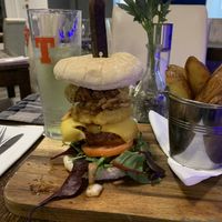 Massive vegan burger with wedges 👍  at The Grey Gull Hotel in Lochgilphead
