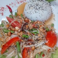 Spicy green papaya salad Som-Tam at Bamboo Bar & Vegetarian Restaurant in Sihanoukville