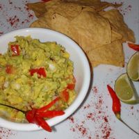 Avocado guacamole with corn nachos at Bamboo Bar & Vegetarian Restaurant in Sihanoukville