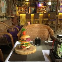 vegan lentil burger at Bamboo Bar & Vegetarian Restaurant in Sihanoukville