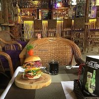 Veggie burger with lentils in Bamboo Bar & Vegetarian Restaurant at Bamboo Bar & Vegetarian Restaurant in Sihanoukville