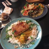 Tofu steak and dim sum at P'aa Restaurant Lounge in Linz