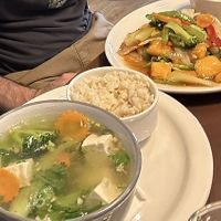 Fresh Tofu Soup, Brown Rice, Thai Style Sweet and Sour Mango  at Thai Table in Wichita