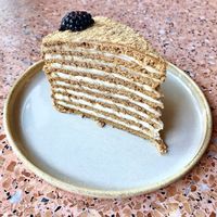 Vegan honey cake at Eco Mind Cafe in Dubai