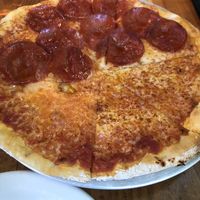 Pizza, half cheese and half pepperoni at Pedalers Fork in Calabasas