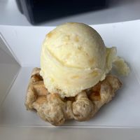 Pineapple coconut ice cream and waffle at The Dolly Llama in Jacksonville