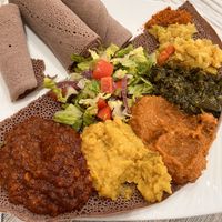 Veggie platter   at Abay Ethiopian Market and Restaurant in San Diego