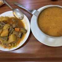 Vegetable stew and lentil soup  at Azimet Et Lokantası in Istanbul